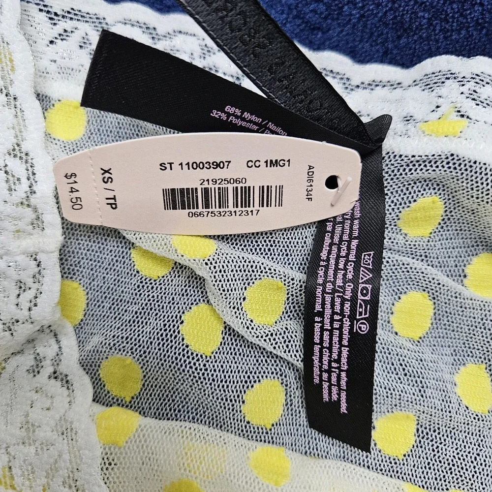 Victoria's Secret‎ Panty Women XS White Yellow The Lacie Polka Dot Mesh 2013 NWT